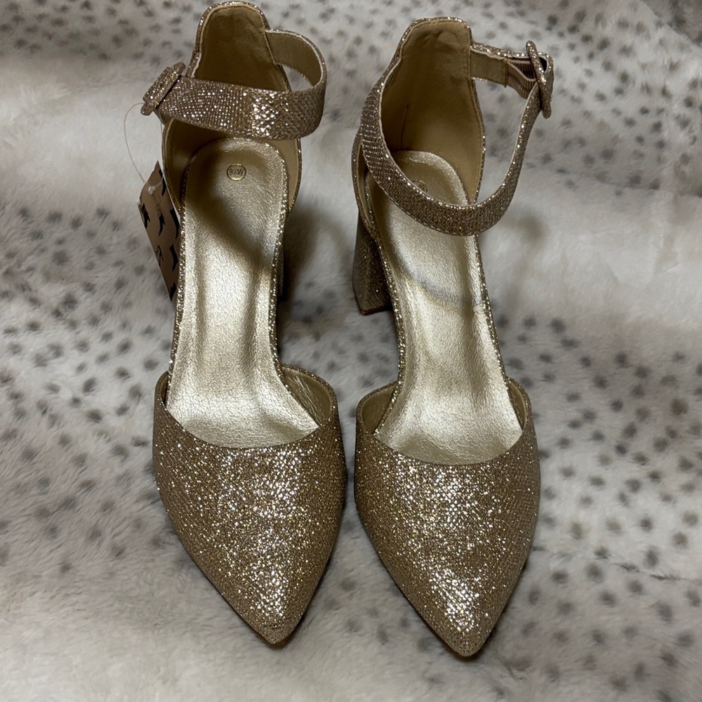 Hosio Glittering Gold Women's Heels - Picture 3 of 8